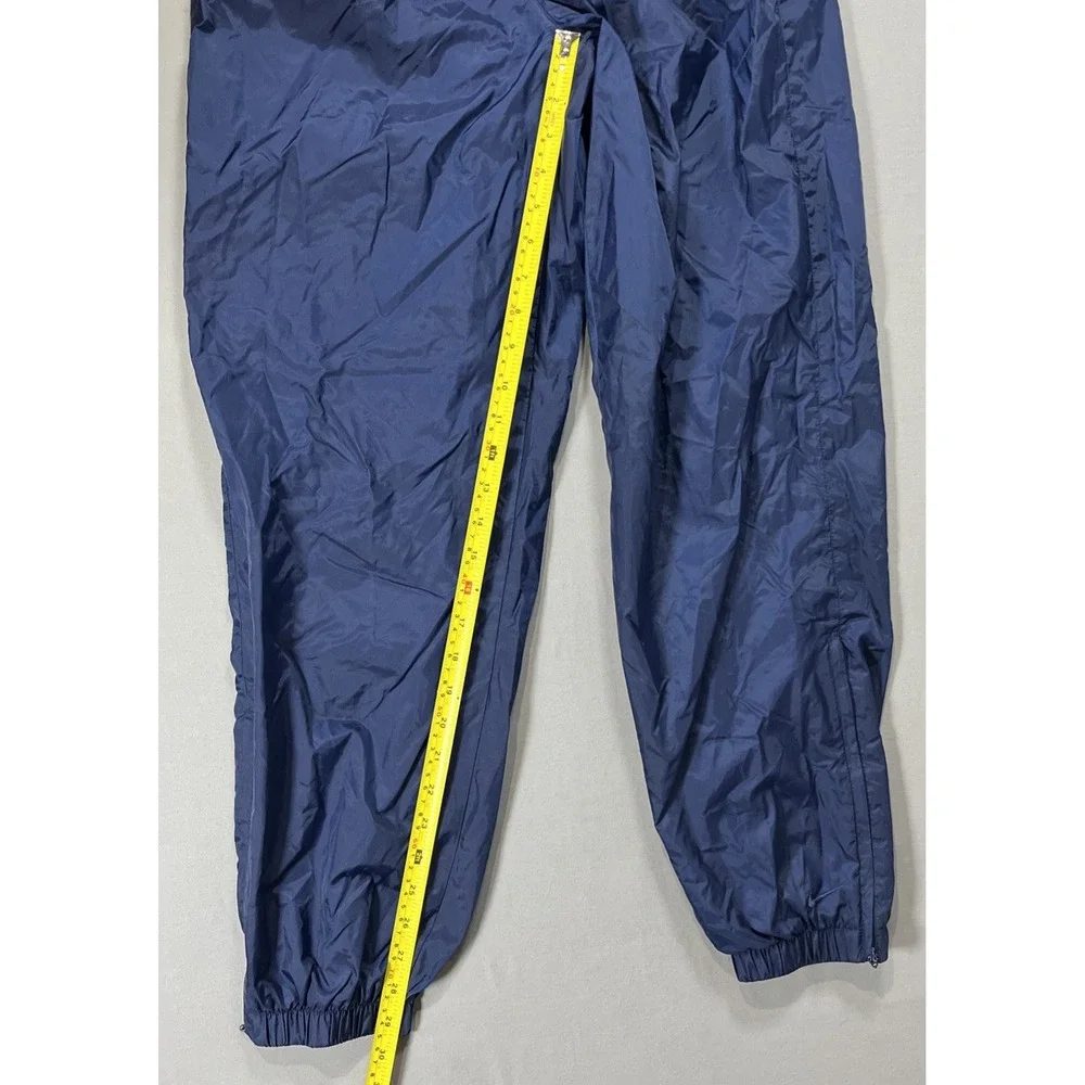 Vintage Nike Youth M (8-10) Blue Nylon Track Pants Zip Ankle Cinch Waist Retro